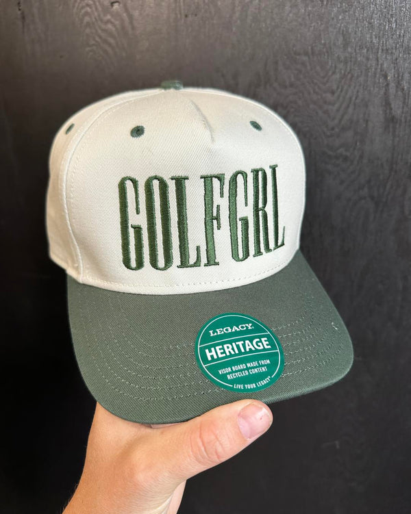 Embroidered Legacy cap with Golf Girl by Cotton & Customs LLC